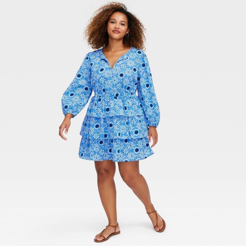 Roller Rabbit Blue Floral Strapless Dress